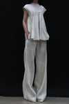 Mutedance 24 autumn and winter loose silk cashmere flower dyed trousers MD-MD24FW50-hoary